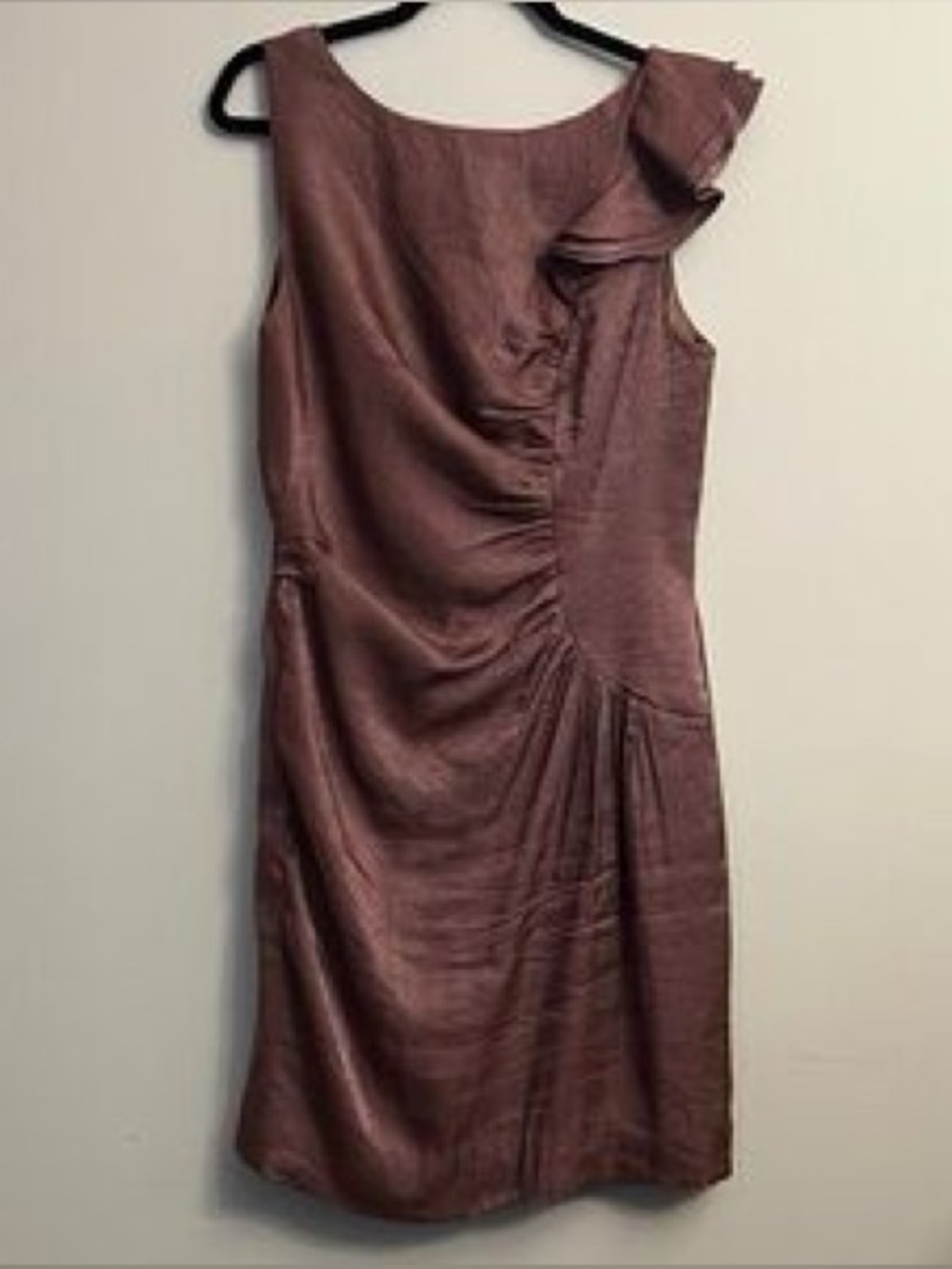 Adrianna Papell Iridescent Taupe Ruffle Cocktail Dress